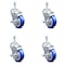 Service Caster 4 Inch Blue Polyurethane Swivel 3/8 Inch Threaded Stem Caster Set with Brake SCC-TS20S414-PPUB-BLUE-TLB-381615-4 - alternate 1